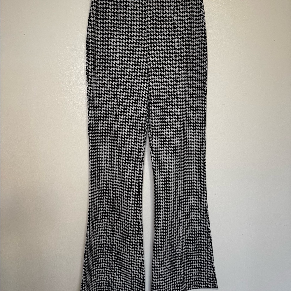 Elegant Houndstooth Flare Pants